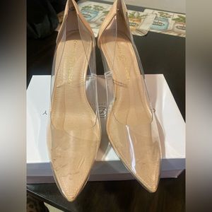 Clear and tan ladies pumps.  Size 9.5 worn only once